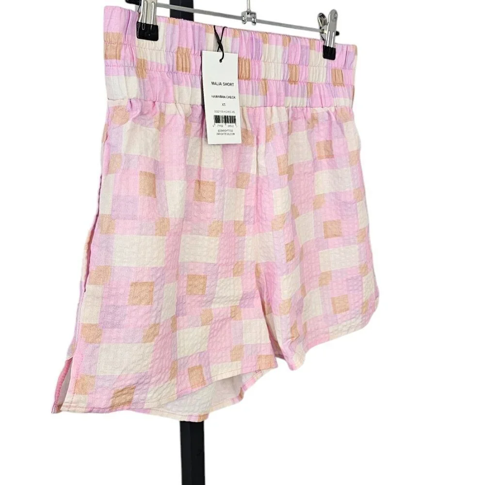 Smash + Tess Womens Malia Short in Hawaiian Check Print, Cotton, High Rise, XS - Picture 7 of 9